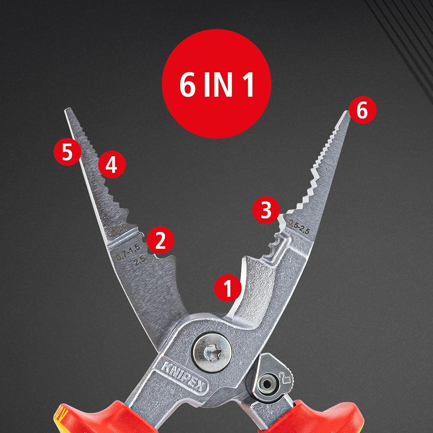 Knipex 13 96 200 electricians combination pliers front view